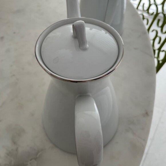 Vintage Rosenthal R. Loewy Form 2000 China Coffee & Tea Pots White w Silver - Picture 9 of 16